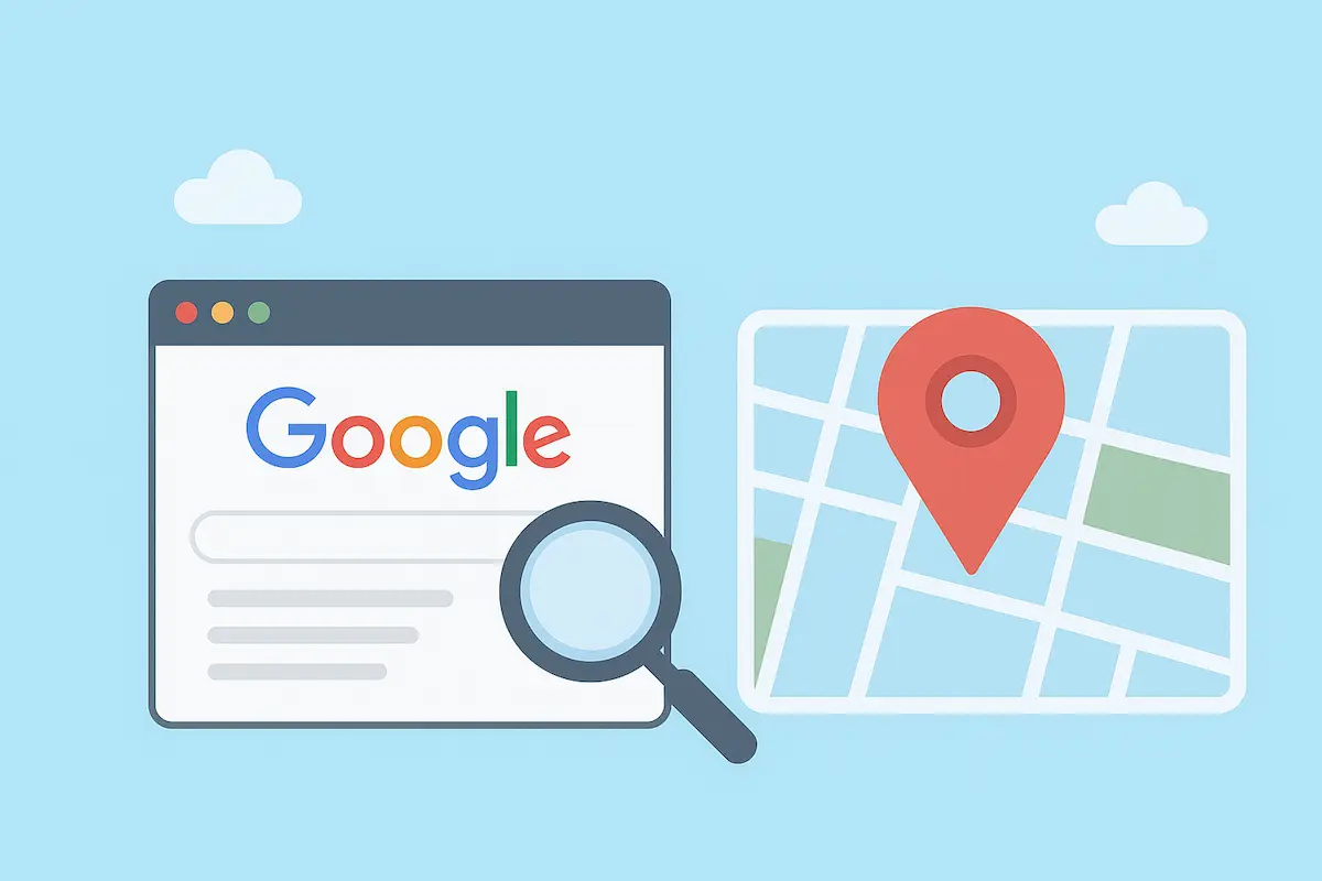 تصویری از نقشه گوگل با پین های کسب و کارهای محلی